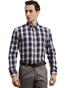 SOJANYA - Cotton Navy & White & Formal Shirt