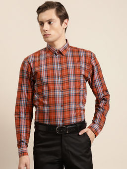 SOJANYA - Cotton Rust & Blue Formal Shirt