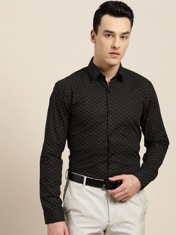 SOJANYA - Mens Cotton Black & Multi Printed Formal Shirt