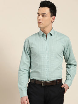 SOJANYA - Mens Cotton Sea Green & Blue Printed Formal Shirt
