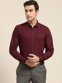 SOJANYA - Mens Cotton Maroon & Multi Printed Formal Shirt