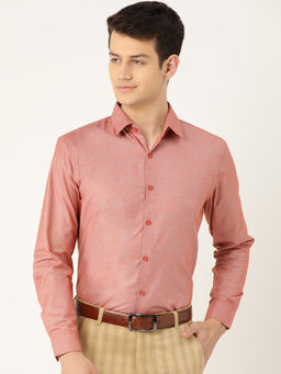 SOJANYA - Mens Cotton Linen Red & Grey Solid Formal Shirt