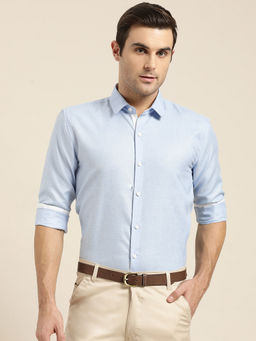 SOJANYA - Cotton Linen Blue Formal Shirt