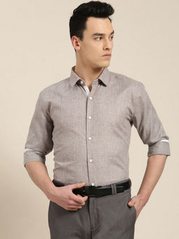 SOJANYA - Cotton Linen Coffee Brown Formal Shirt