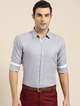 SOJANYA - Cotton Linen Light Grey Formal Shirt