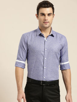 SOJANYA - Cotton Linen Indigo Blue Formal Shirt