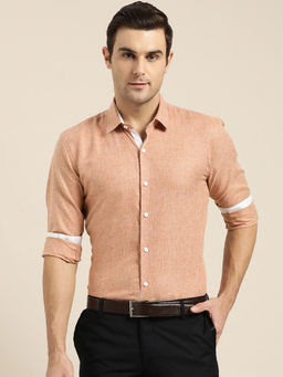 SOJANYA - Cotton Linen Rust Formal Shirt