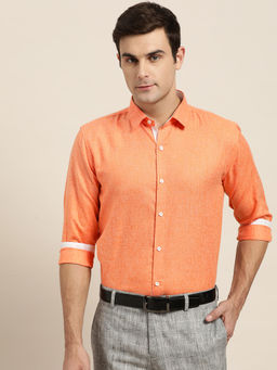 SOJANYA - Cotton Linen Orange Formal Shirt