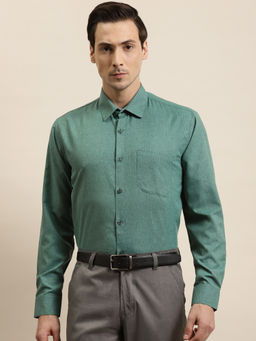 SOJANYA - Cotton Bottle Green Formal Classic Shirt