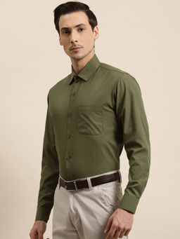 SOJANYA - Cotton Olive Green Formal Classic Shirt