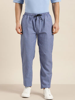 SOJANYA - Cotton Blue & Black Checked Track Pant