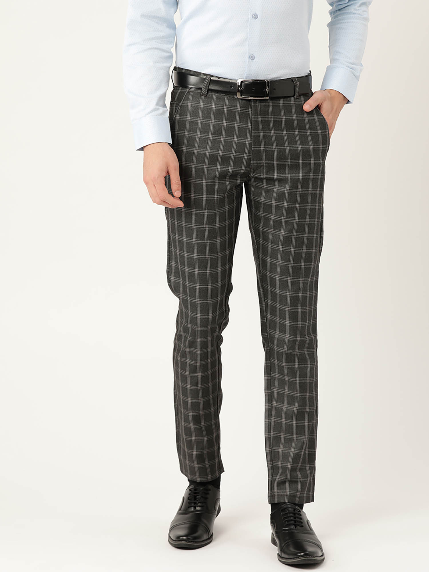 SOJANYA Men Cotton Blend Charcoal Grey 