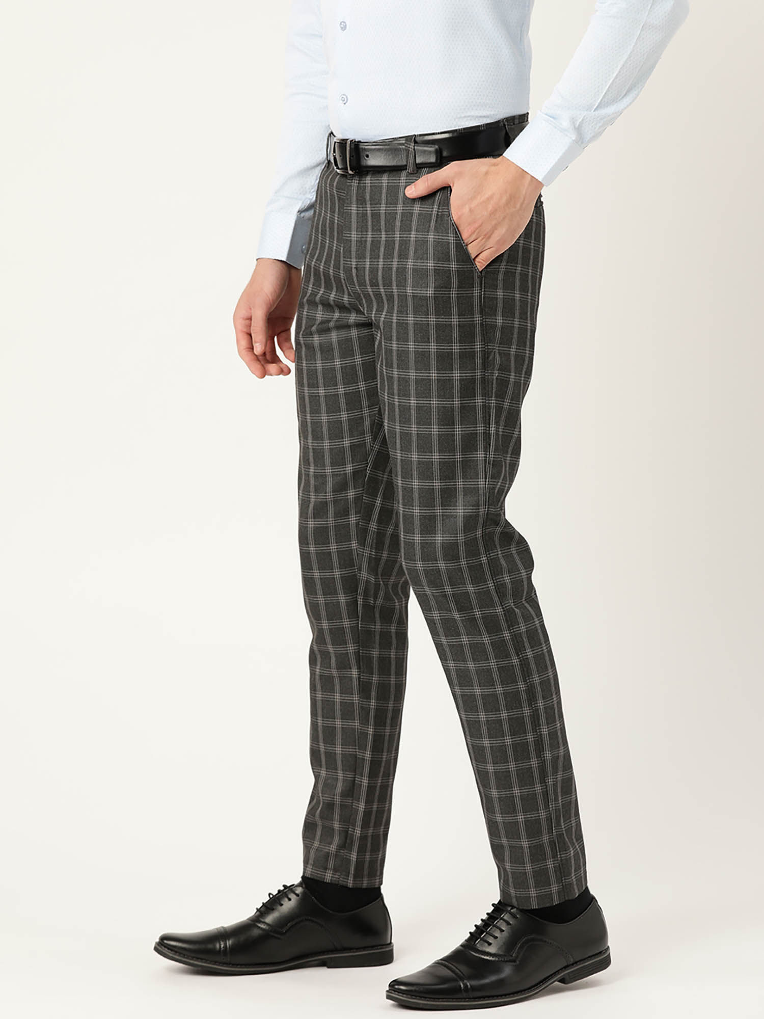 SOJANYA Men Cotton Blend Charcoal Grey 