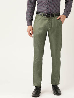 SOJANYA - Men Cotton Blend Green Formal Trousers