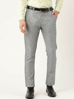 SOJANYA - Men Cotton Blend Grey Formal Trousers
