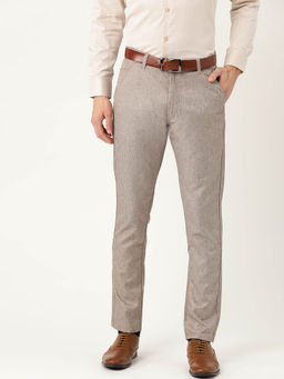 SOJANYA - Men Cotton Blend Peach Formal Trousers