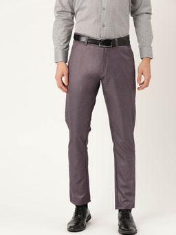 SOJANYA - Men Cotton Blend Purple Formal Trousers