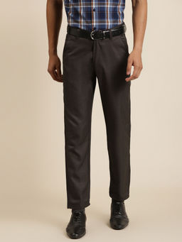 SOJANYA - Cotton Blend Brown Solid Trouser