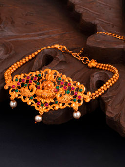 Sukkhi - Pink Sensational Pearl Gold Plated Goddess Laxmi Bajuband