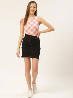 Trend Arrest - Raw Hem Denim Skirt
