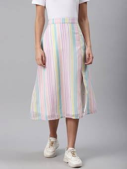 Trend Arrest - Multi Striped Skirt