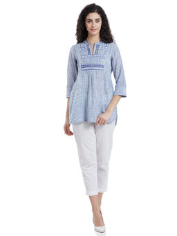 Biba - Blue Short Kurta With Pants (Set of 2)