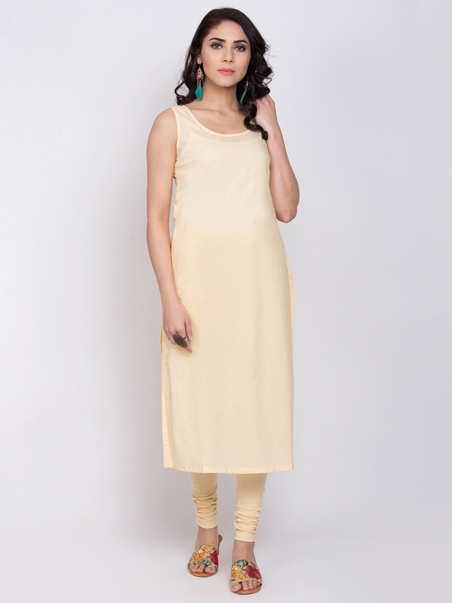 Buy Biba Green Printed Kurta With Inner 