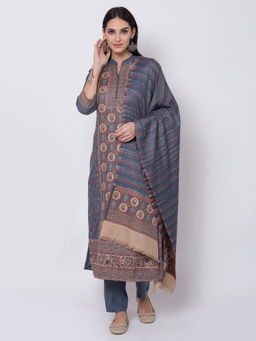 Biba - Grey Printed Kurta With Pants & Dupatta (Set of 3)