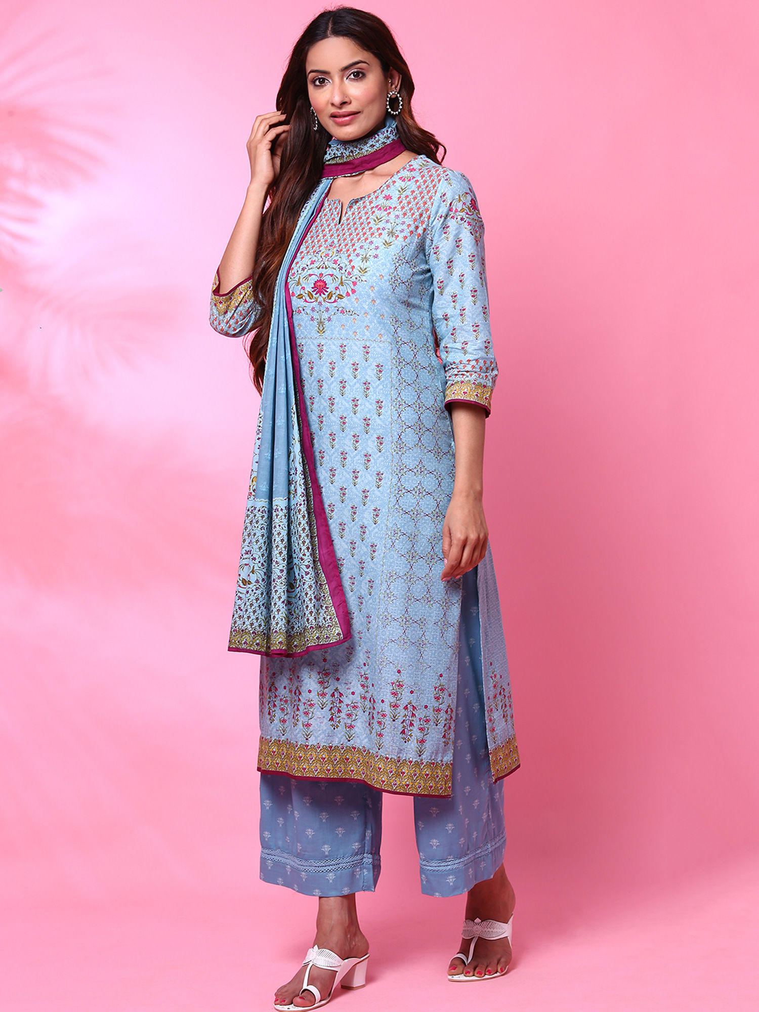 Biba Blue Printed Kurta 