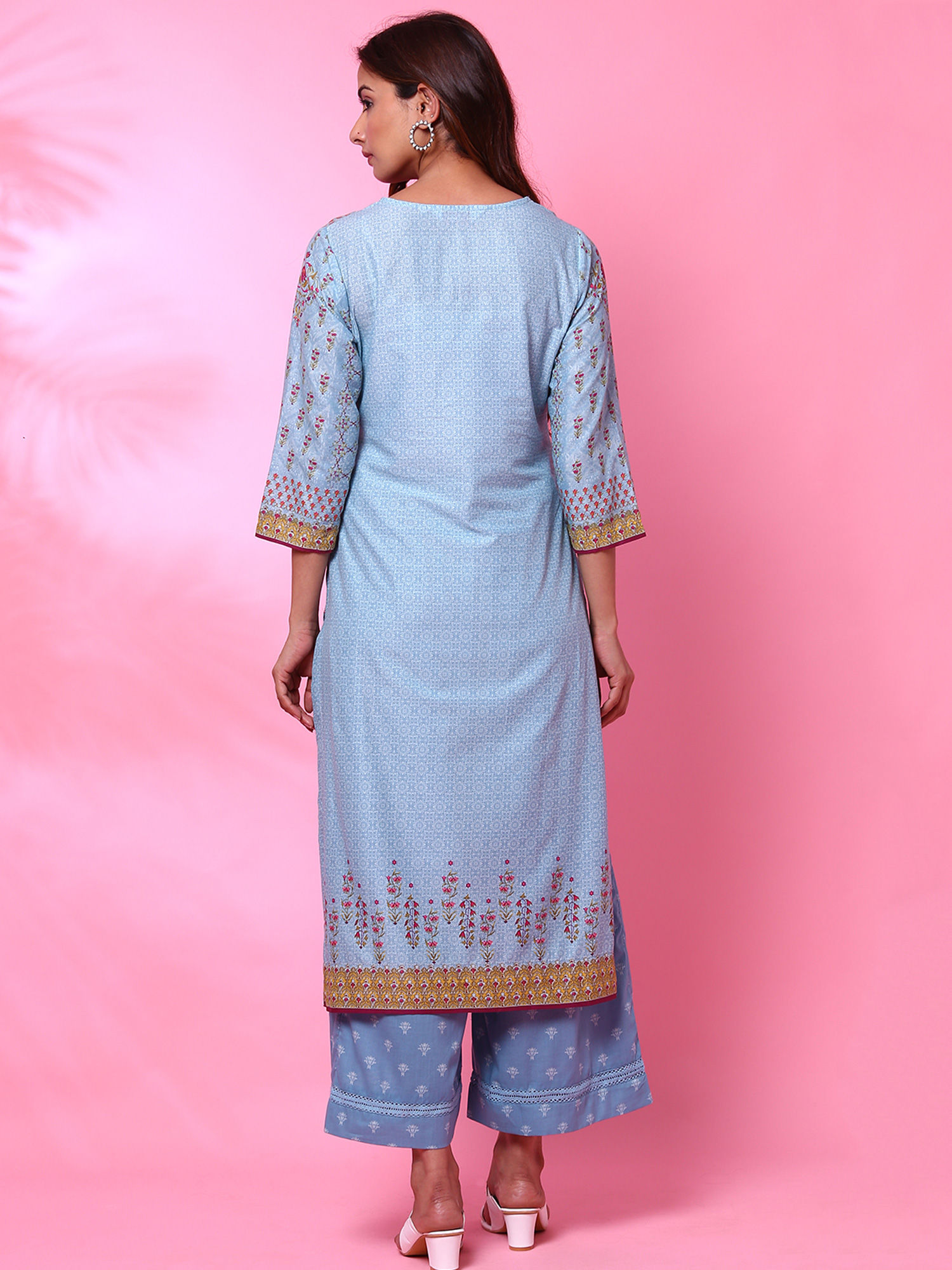 Biba Blue Printed Kurta 