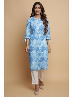 Biba - Blue Cotton Straight Kurta and Pant (Set of 2)