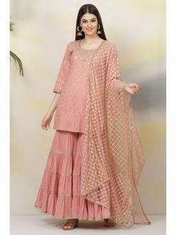 Biba - Light Pink Poly Cotton Straight Suit (Set of 3)