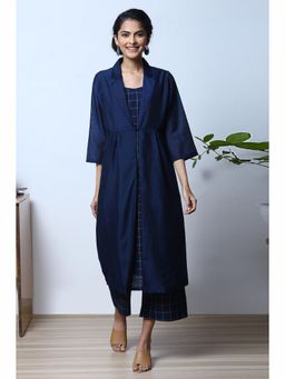 Biba - Navy Cotton Straight Suit (Set of 4)