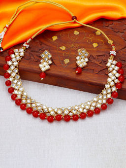 Sukkhi - Exotic Kundan Gold Plated Choker Necklace And Earring (Set of 2)