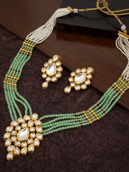 Sukkhi - Ethnic Pearl Gold Plated Kundan Long Haram Necklace Set for Women (SKR73293)
