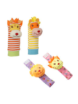 Baby Moo - Wild Cats Multicolour Socks And Wrist Rattle (Set of 4)
