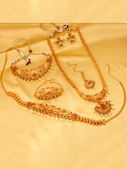 Sukkhi - Traditional Pearl Gold Plated Peacock Dulhan Set For Women