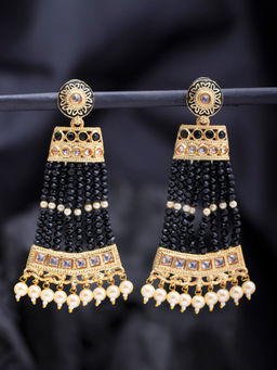 Sukkhi - Elegant Pearl Gold Plated Meenakari Chandelier Earring for Women (SKR85721)