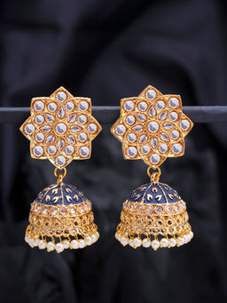 Sukkhi - Lavish Pearl Gold Plated Kundan Meenakari Jhumki Earring for Women (SKR85732)