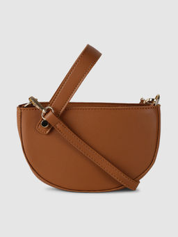 Twenty Dresses by Nykaa Fashion - Tan Half Moon Crossbody Bag