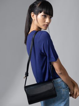 Twenty Dresses by Nykaa Fashion - Black Knots Of Love Sling Bag