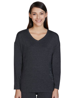 Amante - Long Sleeve Sleep T-Shirt - Charcoal