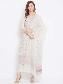 Safaa - Organic Cotton Woven Design Women Unstitched Dress Material With Dupatta (Set of 3)