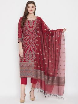 Safaa - Organic Cotton Woven Design Women Unstitched Dress Material (Set of 3)