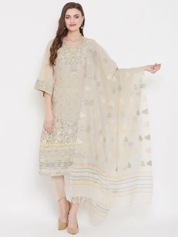 Safaa - Organic Cotton Woven Design Women Unstitched Dress Material (Set of 3)