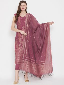 Safaa - Cotton Silk Woven Design Women Unstitched Dress Material (Set of 3)