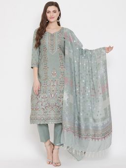 Safaa - Organic Cotton Woven Design Women Unstitched Dress Material (Set of 3)