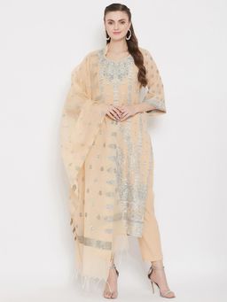 Safaa - Organic Cotton Woven Design Women Unstitched Dress Material (Set of 3)