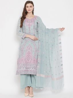 Safaa - Organic Cotton Woven Design Women Unstitched Dress Material (Set of 3)