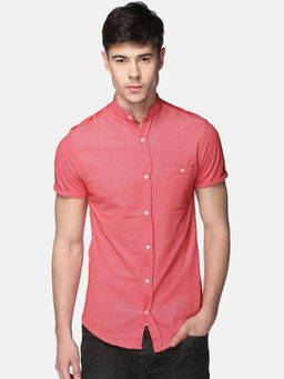 Club York - Mens Red Half Sleeve Solid Shirt